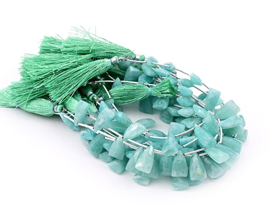 Amazonite 9x15mm Faceted Pyramid gemstone bead strand