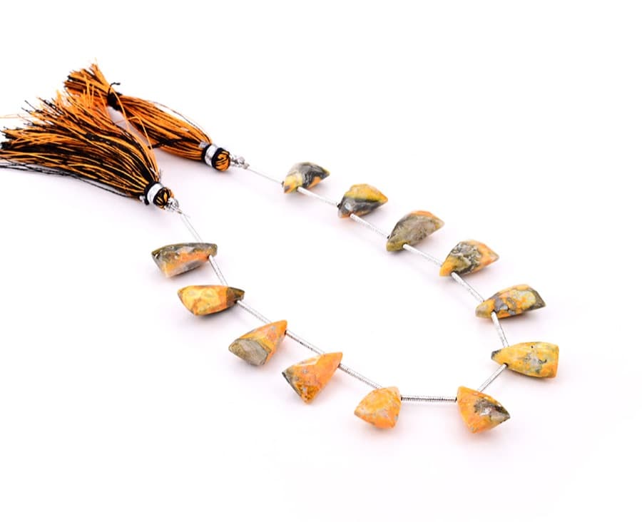 Bumble Bee Jasper 9x15mm Faceted Pyramid – 9×15 gemstone bead strand