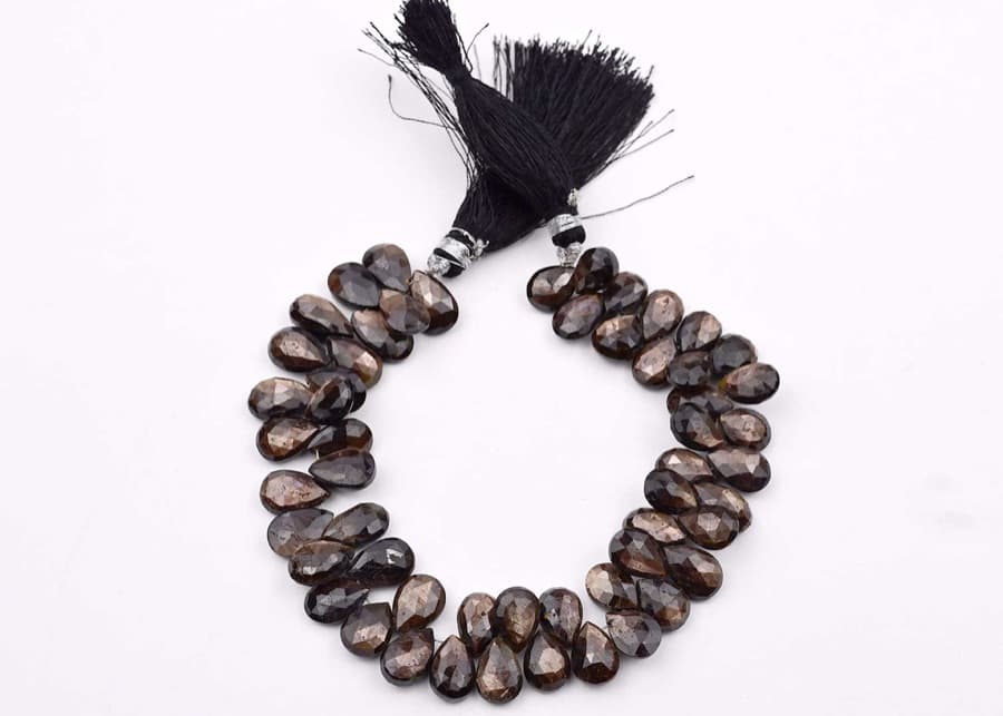 Brown Sapphire 8x11mm Faceted Pear gemstone bead strand