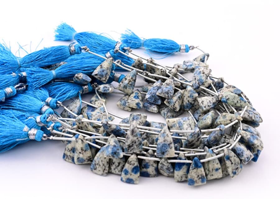 K2 Granite 9x15mm Faceted Pyramid gemstone bead strand