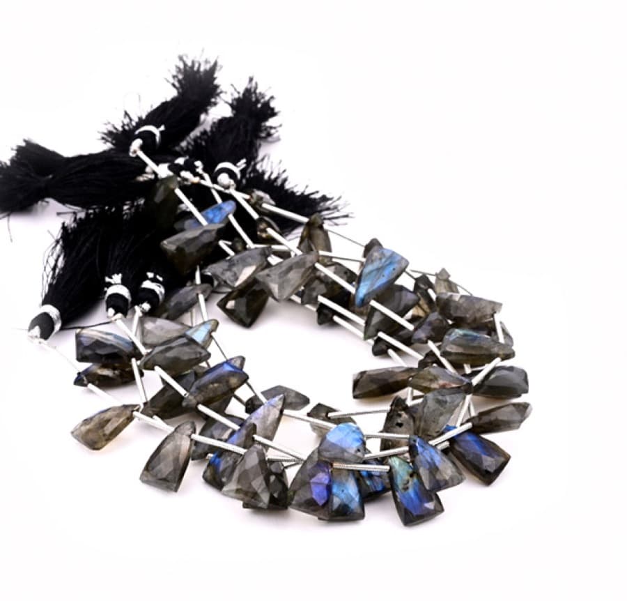 Labradorite 9x15mm Faceted Pyramid gemstone bead strand