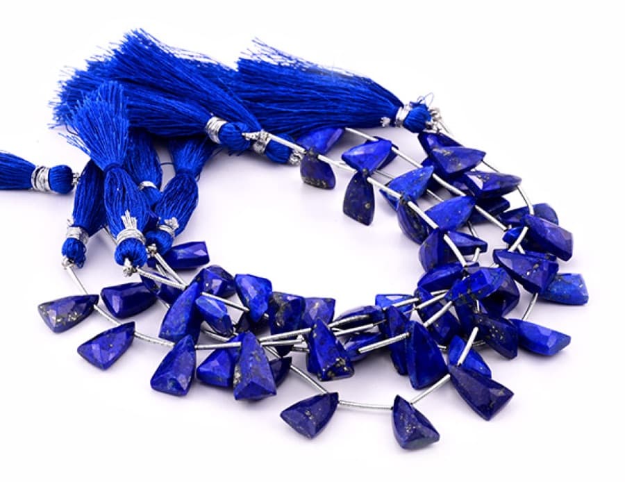 Lapis Lazuli 9x15mm Faceted Pyramid gemstone bead strand