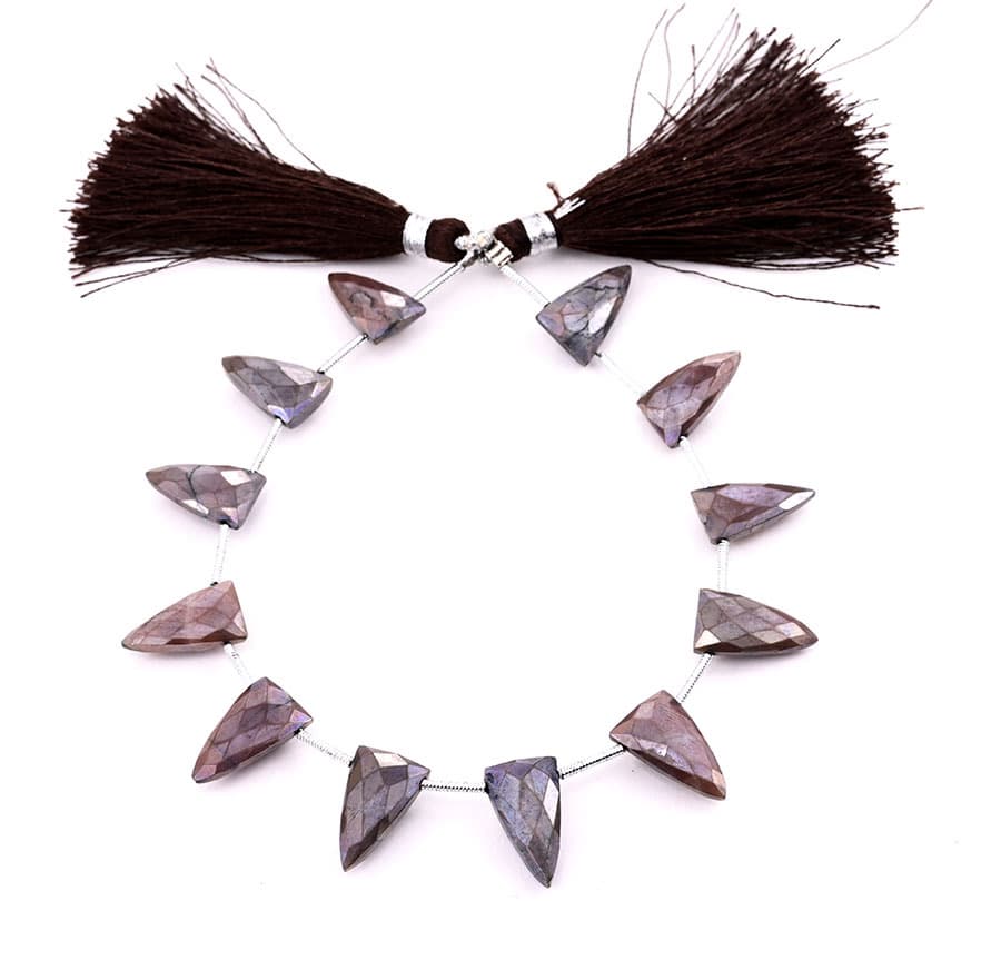 Brown Silverite 7x13mm Faceted Arrowhead gemstone bead strand