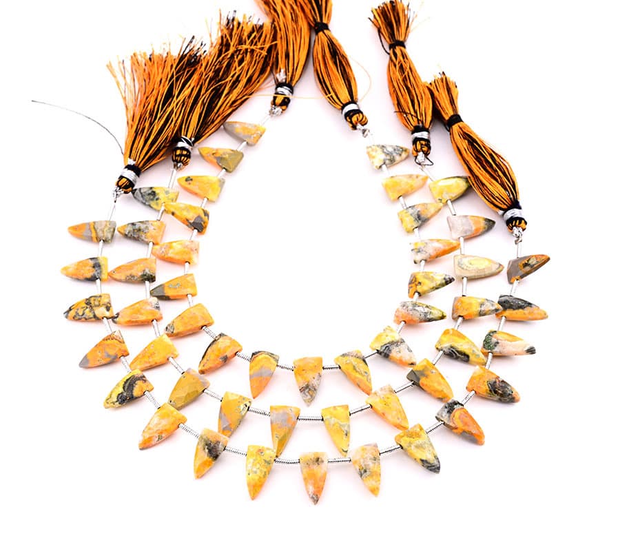 Bumble Bee Jasper 7x13mm Faceted Arrowhead gemstone bead strand
