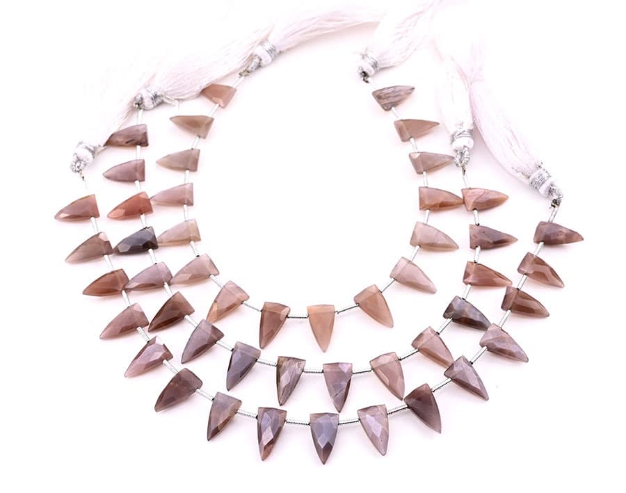 Chocolate Moonstone 7x13mm Faceted Arrowhead gemstone bead strand