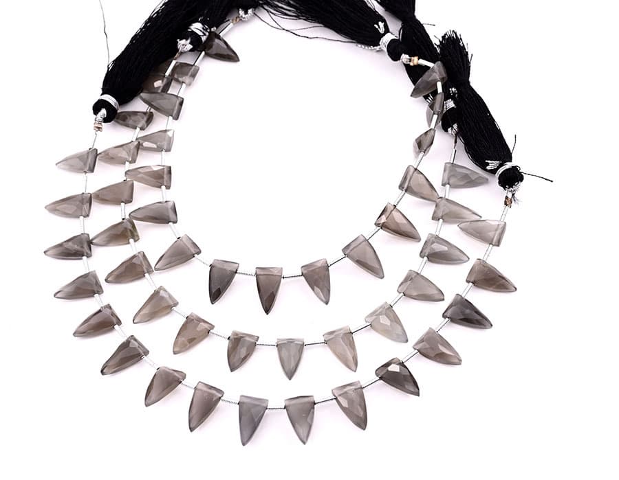 Gray Moonstone 7x13mm Faceted Arrowhead gemstone bead strand