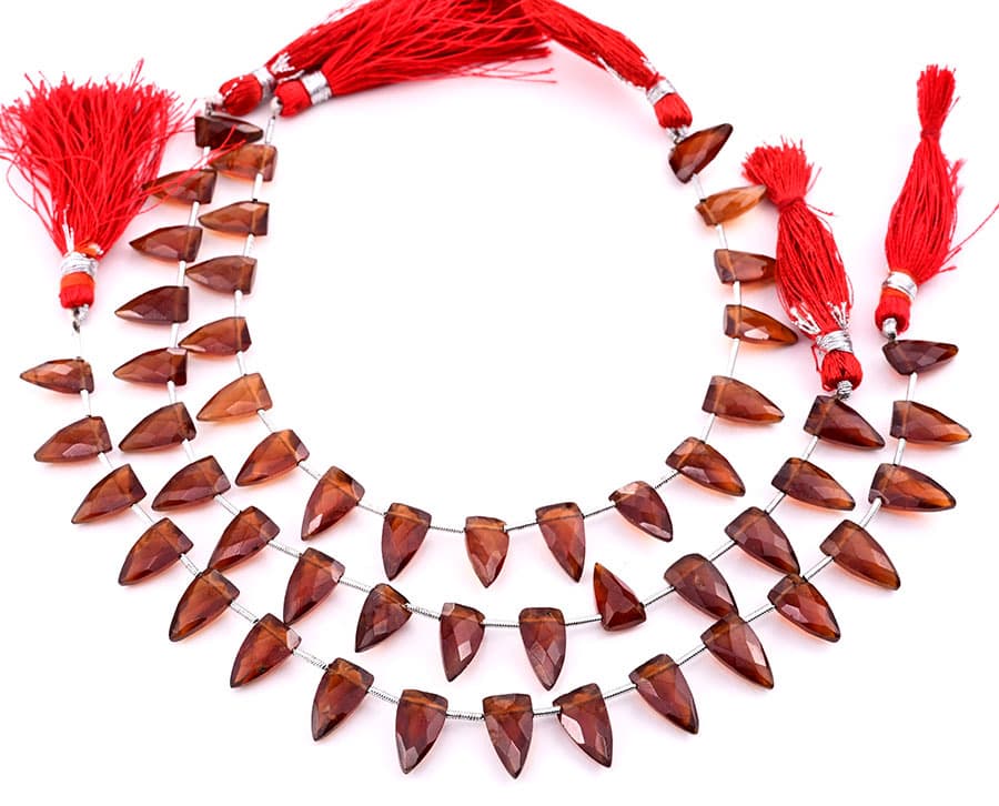 Hessonite Garnet 7x13mm Faceted Arrowhead gemstone bead strand