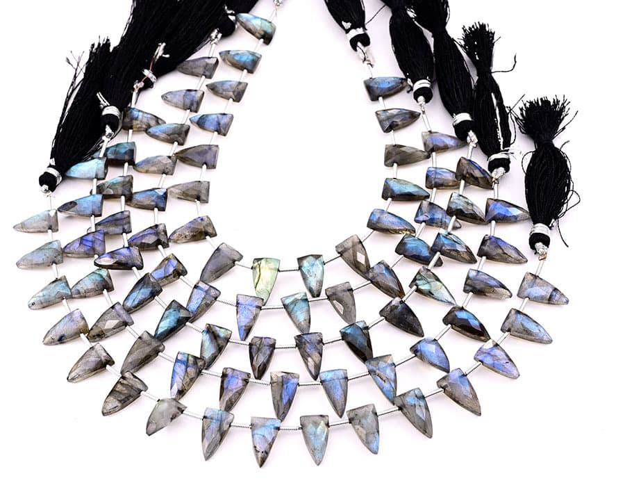 Labradorite 7x13mm Faceted Arrowhead gemstone bead strand