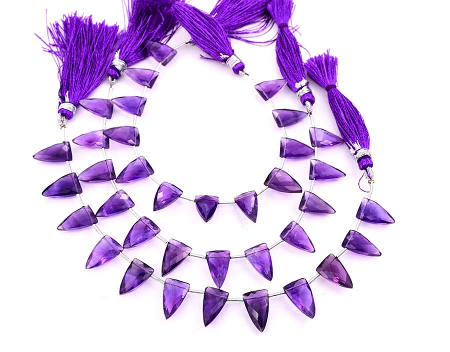 Amethyst 9x15mm Faceted Arrowhead gemstone bead strand