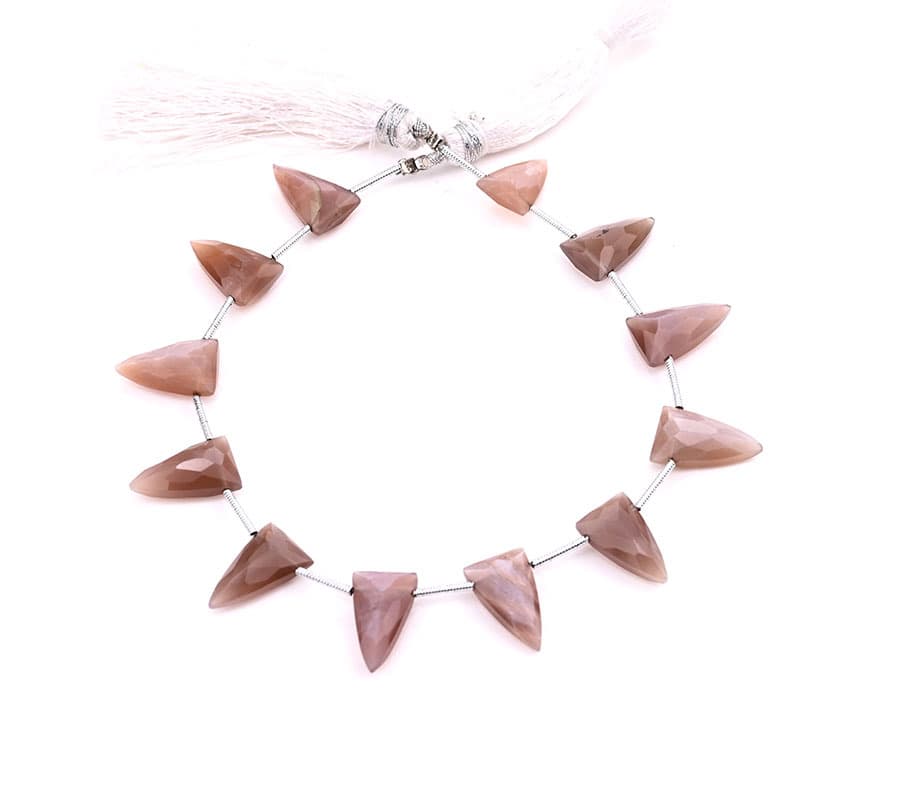 Chocolate Moonstone 9x15mm Faceted Arrowhead gemstone bead strand