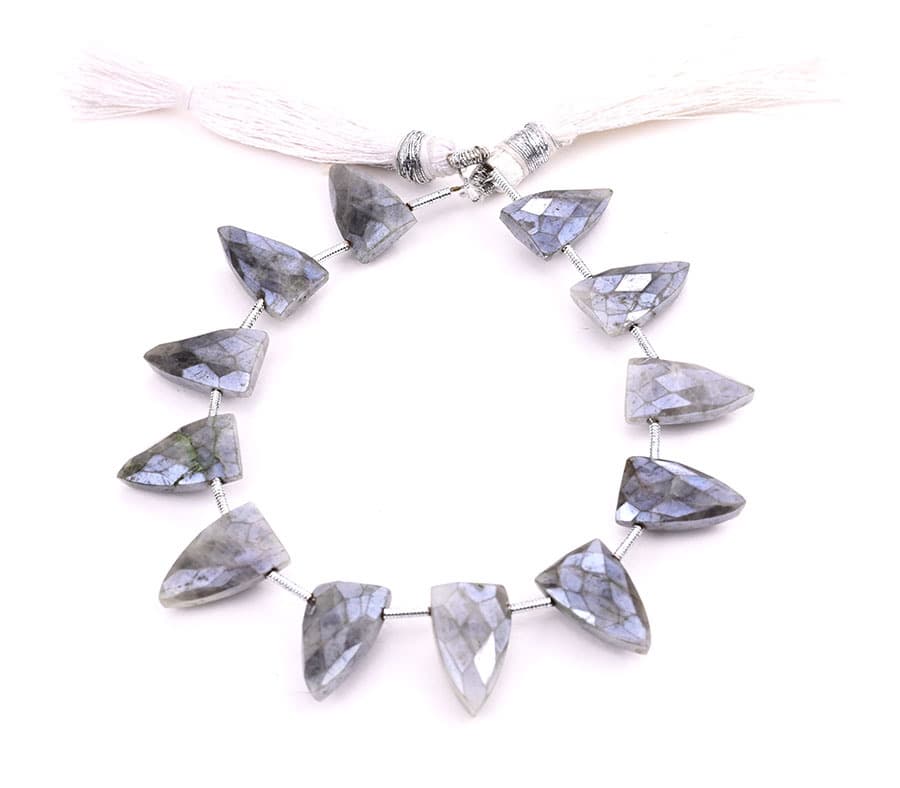 Gray Silverite 9x15mm Faceted Arrowhead gemstone bead strand