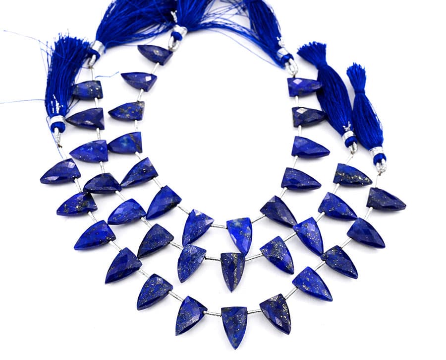 Lapis Lazuli 9x15mm Faceted Arrowhead gemstone bead strand
