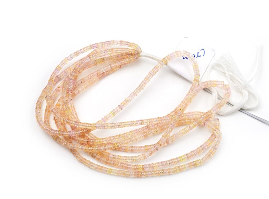 Sapphire Cream 3-5mm Faceted Heishi gemstone bead strand