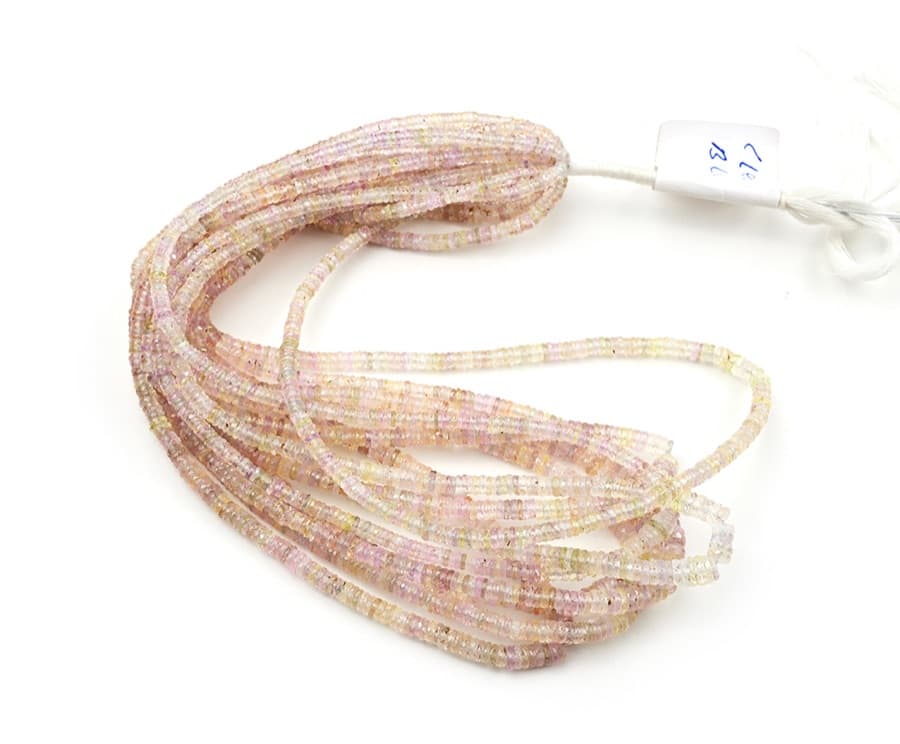 Sapphire Cream Blush 3-5mm Faceted Heishi gemstone bead strand