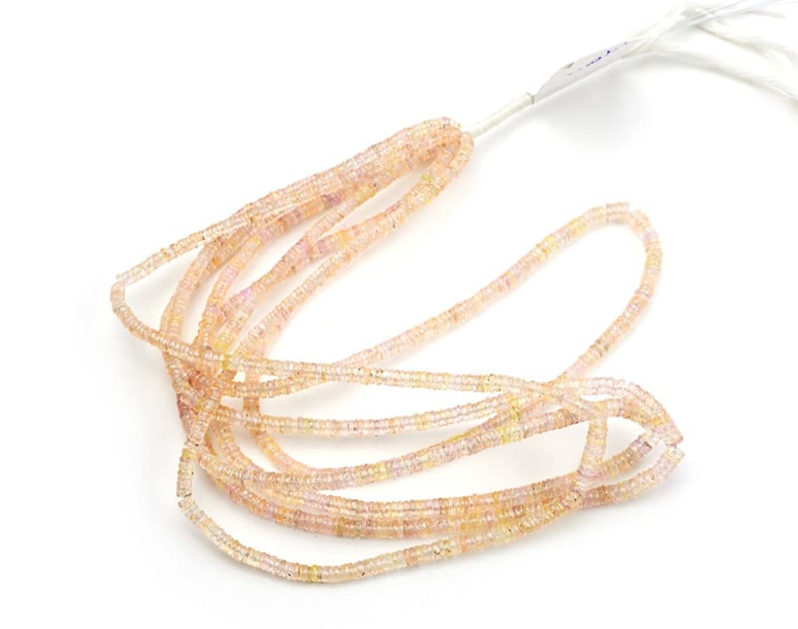 Sapphire Light Peach 3-5mm Faceted Heishi gemstone bead strand