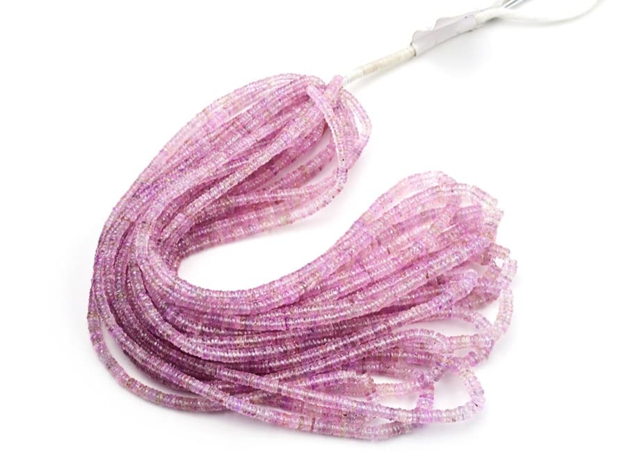 Sapphire Light Pink 3-5mm Faceted Heishi gemstone bead strand