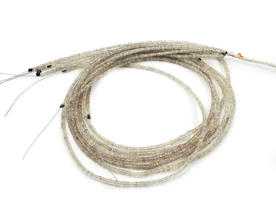 Sapphire Gray 3-4mm Faceted Rondelle gemstone bead strand
