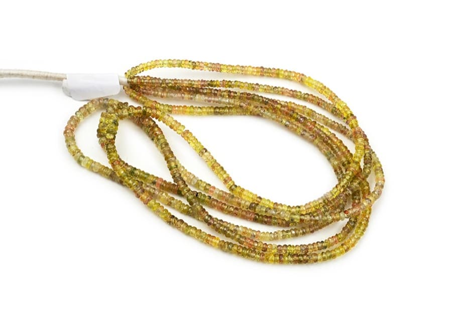 Sapphire Yellow 3-4mm Faceted Rondelle gemstone bead strand