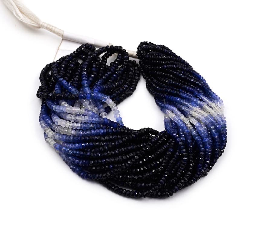 Natural Blue Sapphire Shaded 3-4mm Faceted Rondelle gemstone bead strand