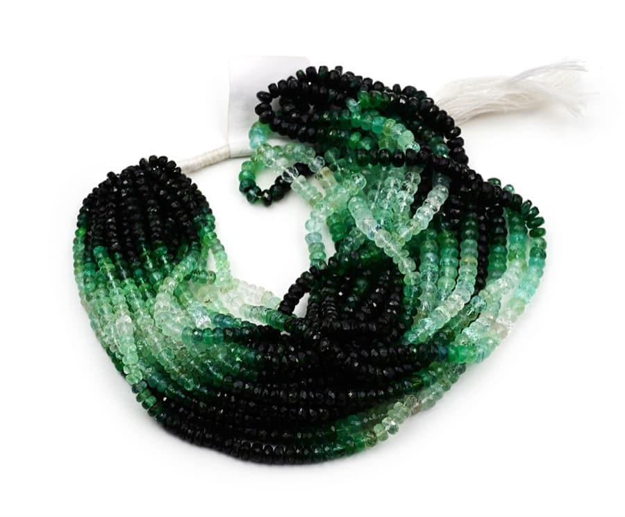 Natural Emerald Shaded 4-5mm Faceted Rondelle gemstone bead strand