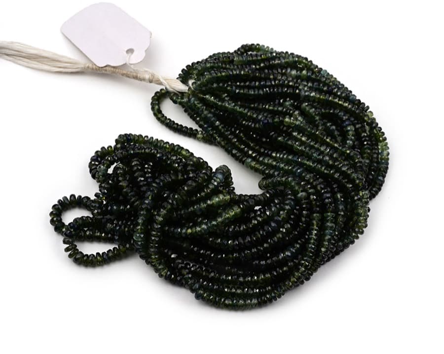 Shaded Blue/Green Australian Sapphire 4mm-4.5mm Faceted Rondelle gemstone bead strand