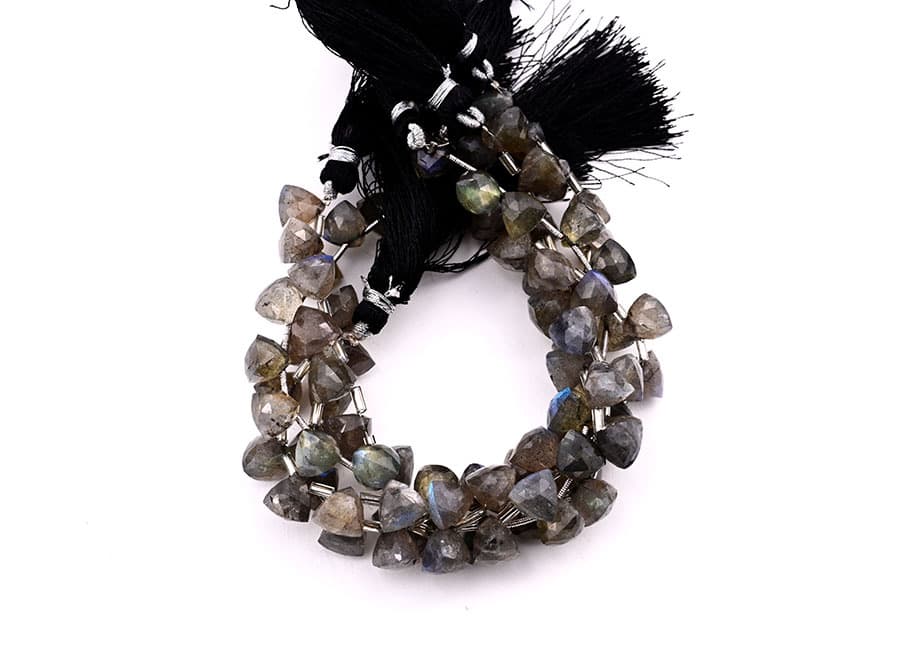 Labradorite 9x10mm Faceted Trilliant gemstone bead strand