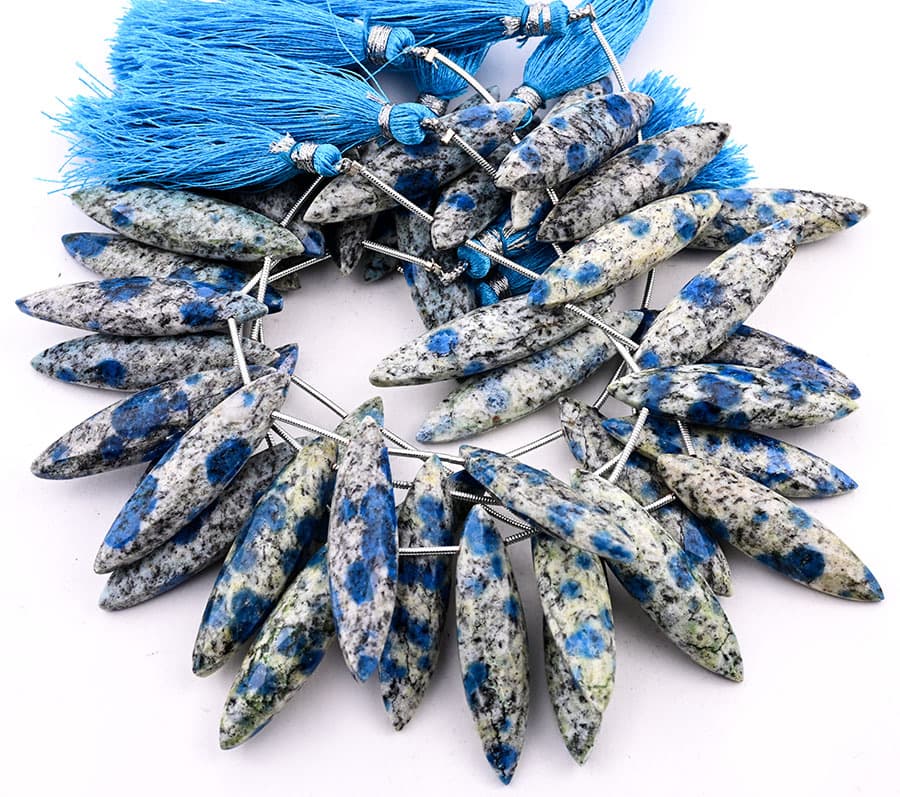 K2 Granite 11x40mm Faceted Marquise gemstone bead strand
