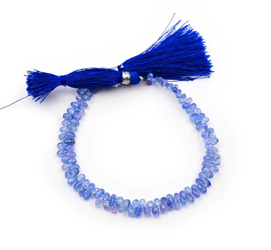 Natural Blue Ceylon Sapphire 3.5mm Faceted Tear Drop gemstone bead strand