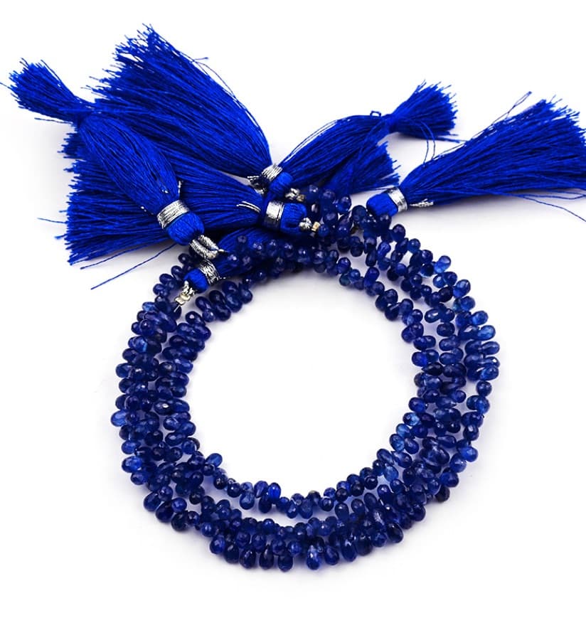 Natural Blue Sapphire 2-3mm Faceted Tear Drop gemstone bead strand
