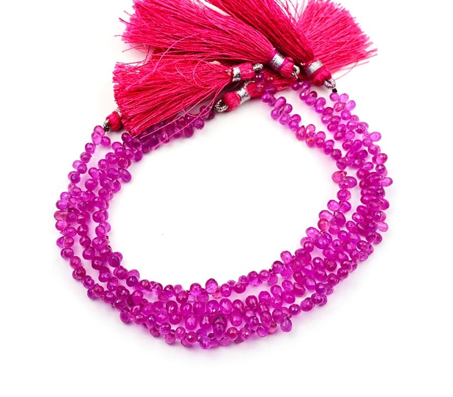 Natural Pink Sapphire 2.5 X4mm Faceted Tear Drop gemstone bead strand