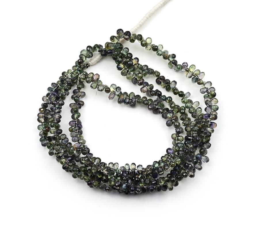 Natural Green Sapphire 3X4mm Faceted Tear Drop gemstone bead strand