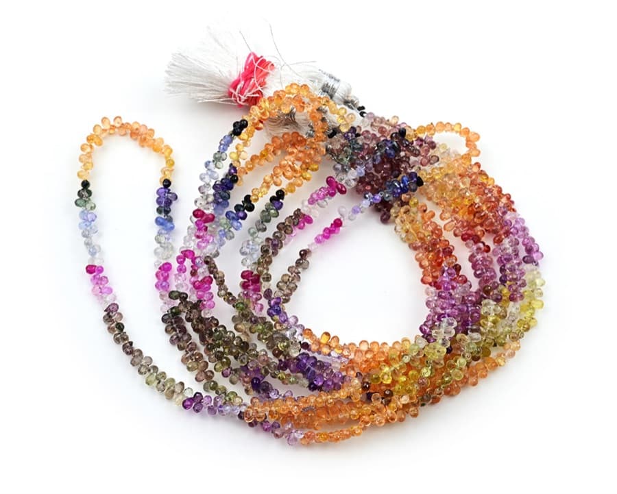 Natural Multi Saphire 2X2.5mm Faceted Tear Drop gemstone bead strand