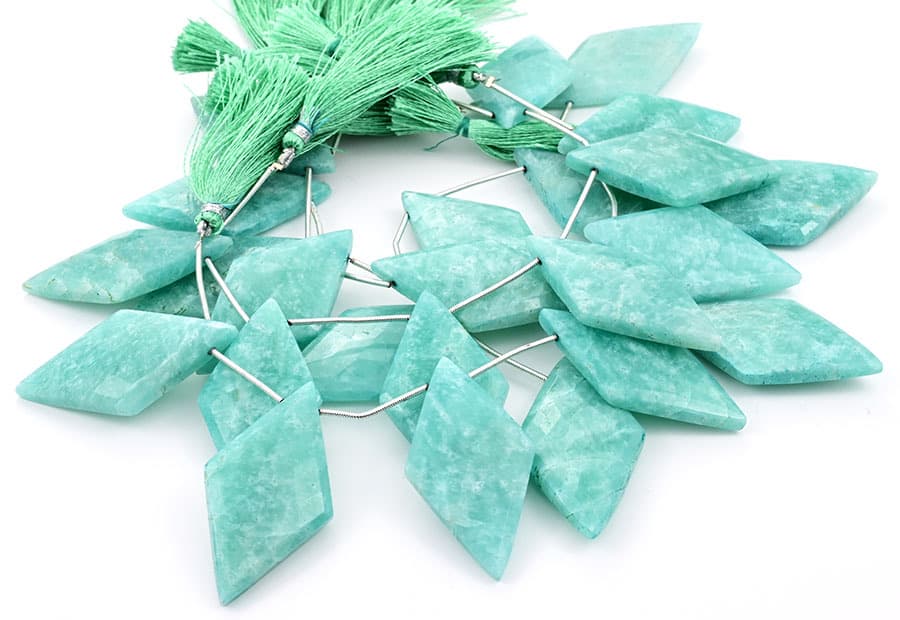 Amazonite 24x44mm Faceted Diamond Cut gemstone bead strand
