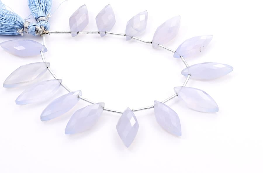 Natural Chalcedony 10x25mm Faceted Diamond Cut (Small) gemstone bead strand