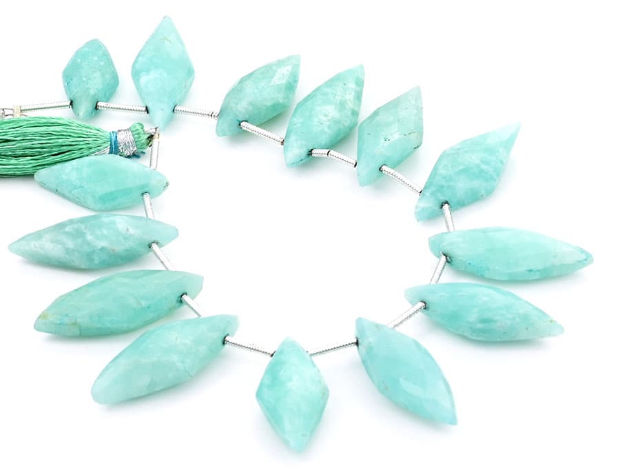 Amazonite 10x25mm Faceted Diamond Cut (Small) gemstone bead strand
