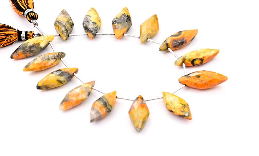 Bumble Bee Jasper 10x25mm Faceted Diamond Cut (Small) gemstone bead strand
