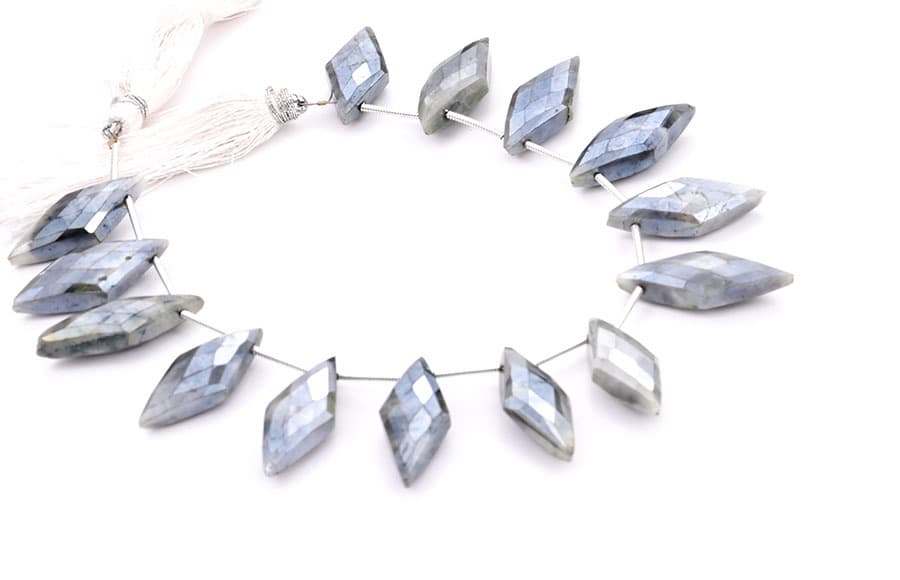Gray Silverite 10x25mm Faceted Diamond Cut (Small) gemstone bead strand