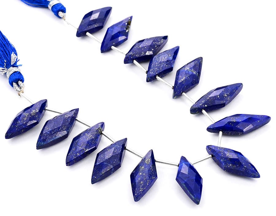 Lapis Lazuli 10x25mm Faceted Diamond Cut (Small) gemstone bead strand