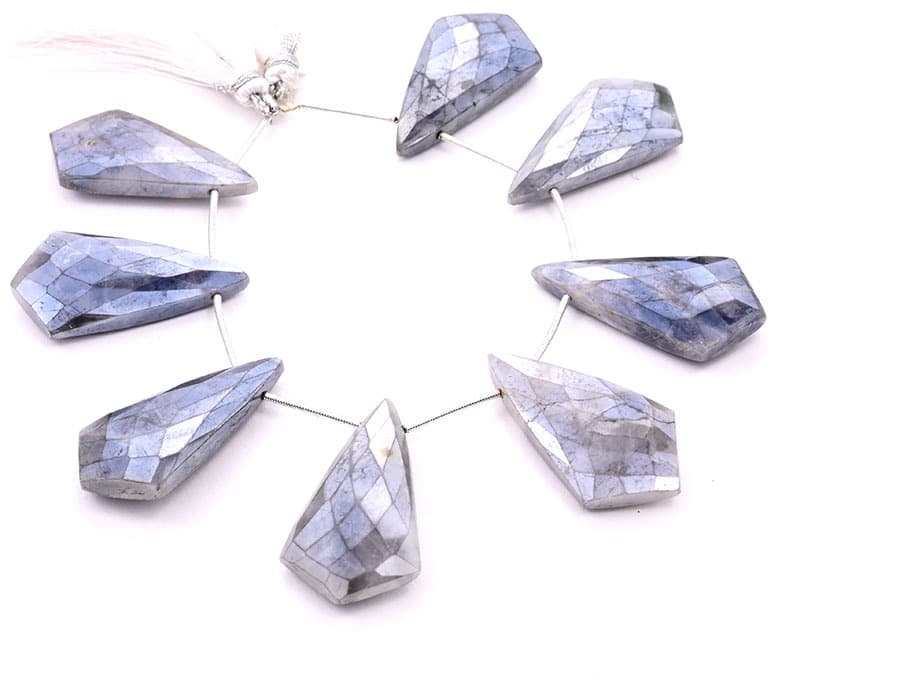 Gray Silverite 20x37mm Faceted Kite shape gemstone bead strand