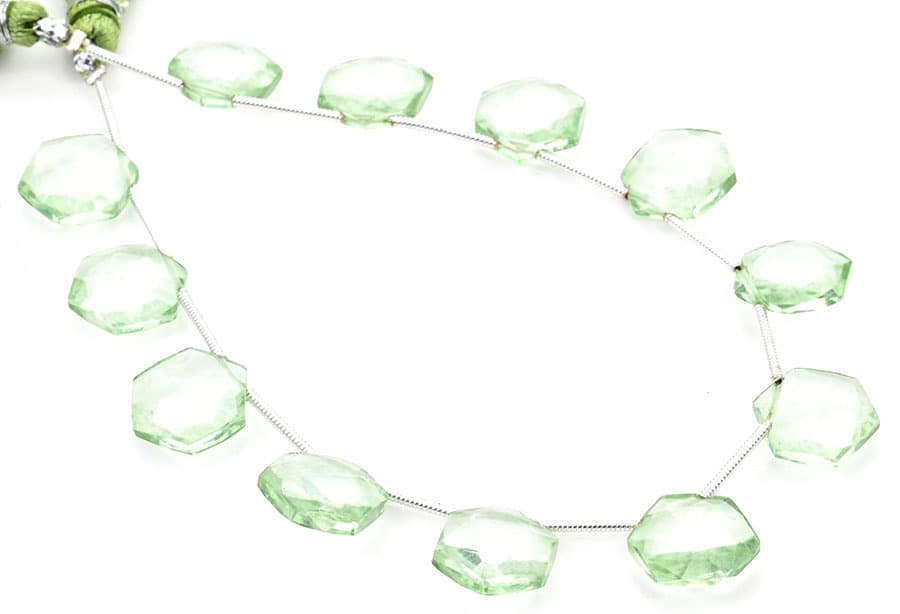 Green Amethyst 11mm Faceted Haxagon gemstone bead strand