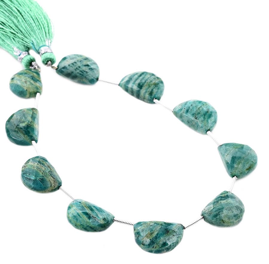 Russian Amazonite 10x15mm Faceted Half Moon