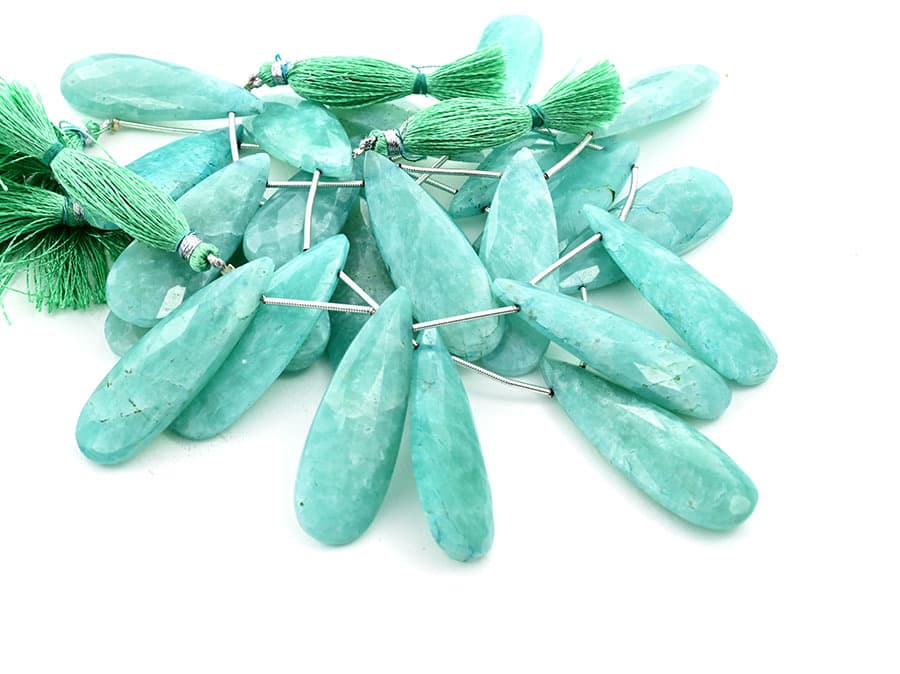 Amazonite 15x45mm Faceted Pear gemstone bead strand