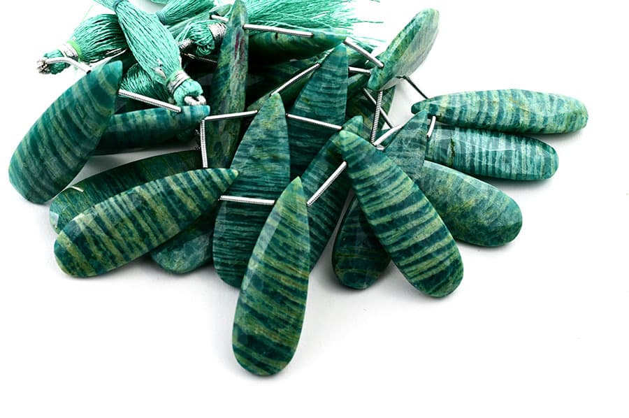 Russian Amazonite 15x45mm Faceted Pear gemstone bead strand