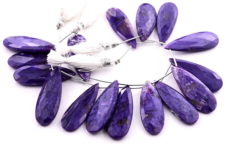 Cherorite 15x45mm Faceted Pear gemstone bead strand