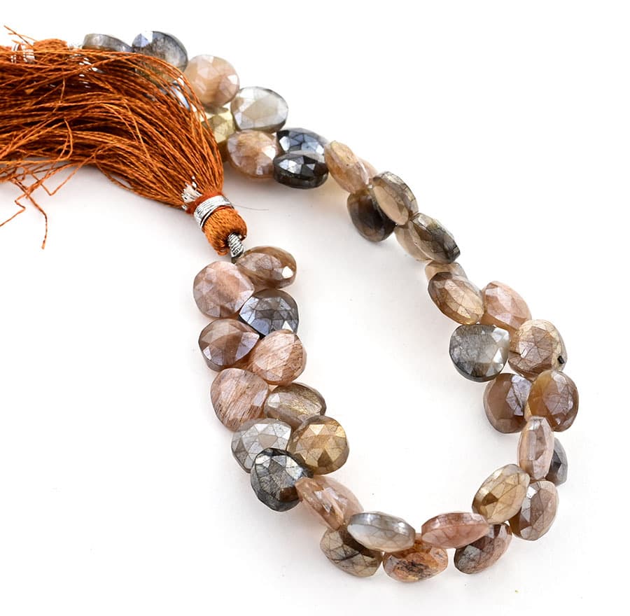 Golden Shine Moonstone 9mm Faceted Heart (Calibrated) gemstone bead strand