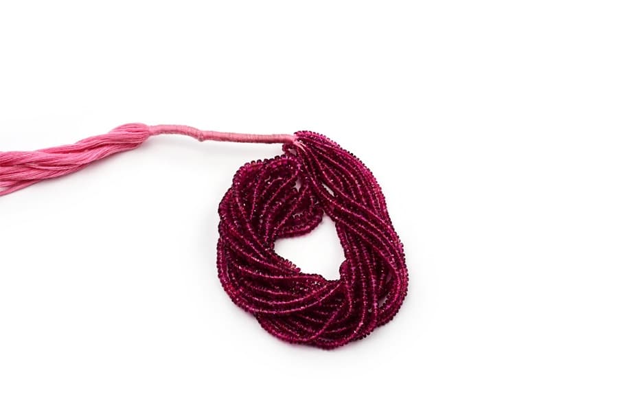 Pink Tourmaline Faceted Rondelle 3mm gemstone bead strand