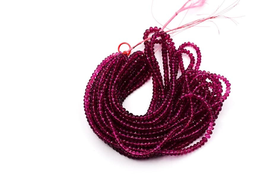 Pink Tourmaline Faceted Rondelle 4mm gemstone bead strand