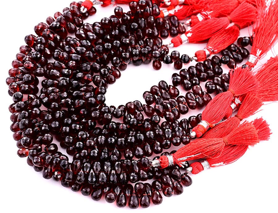 Garnet 5X8mm Faceted Tear Drops (Calibrated) gemstone bead strand