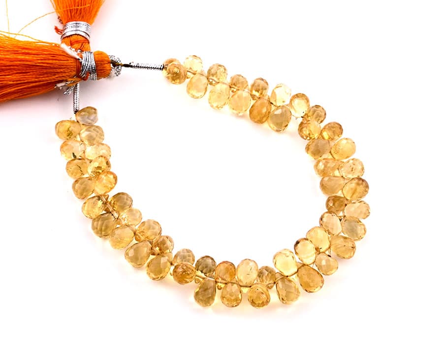 Citrine 4X6mm Faceted Tear Drops (Calibrated) gemstone bead strand