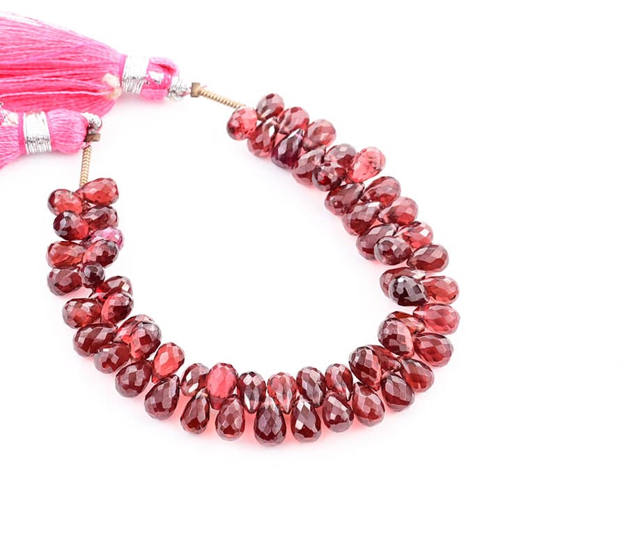 Garnet (Red) 4X6mm Faceted Tear Drops (Calibrated) gemstone bead strand